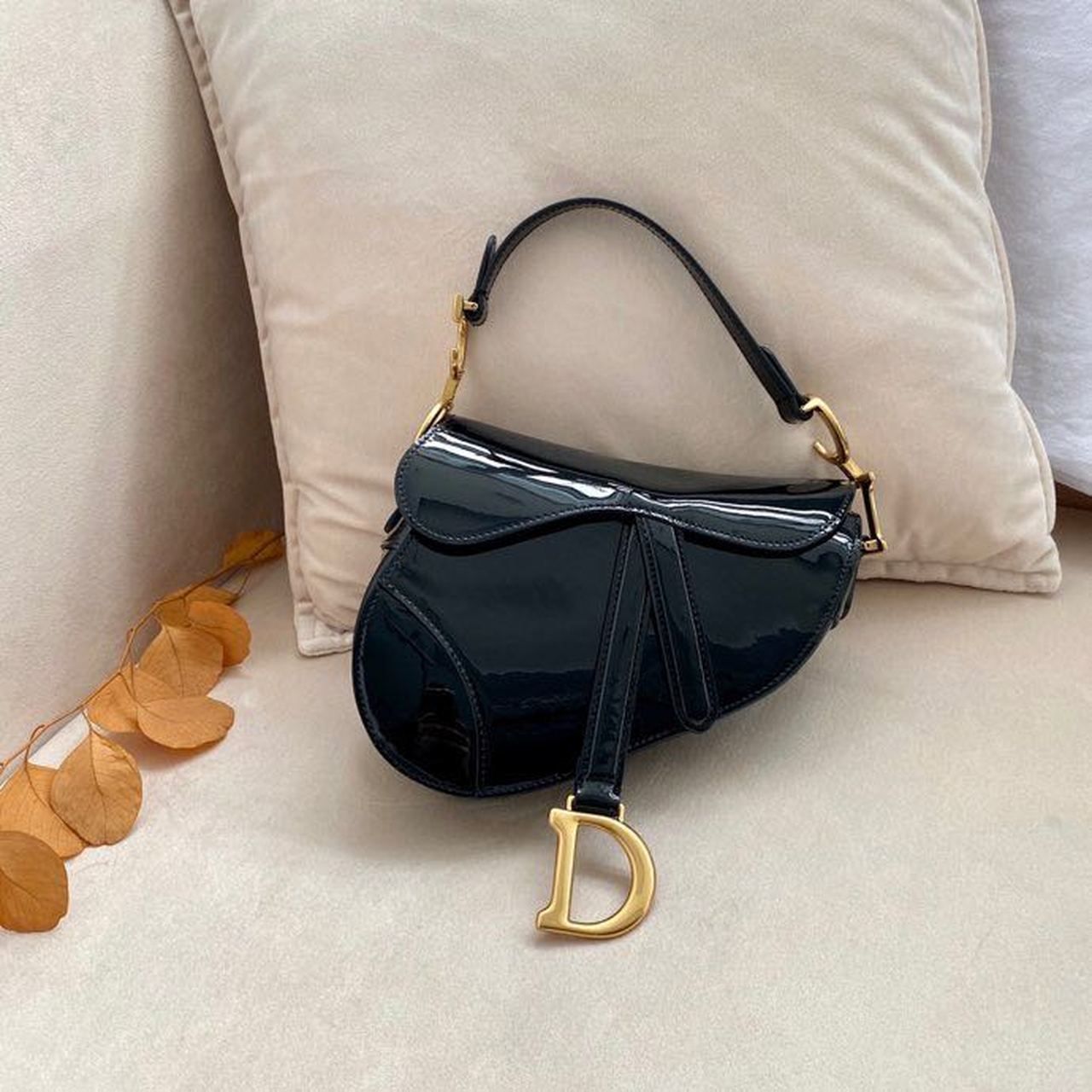 Saddle Toned Hardware Cd Patent Black Gold Travel Bag