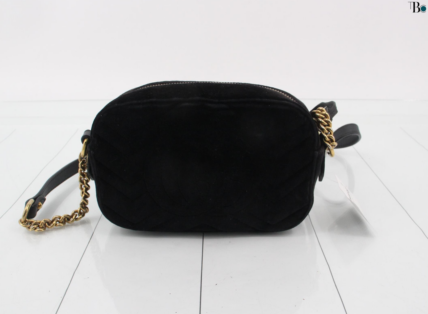 Gucci Gg Marmont Flap Bag Crystal Embellished Matelasse Velvet Black Velvet Shoulder Bag Bag