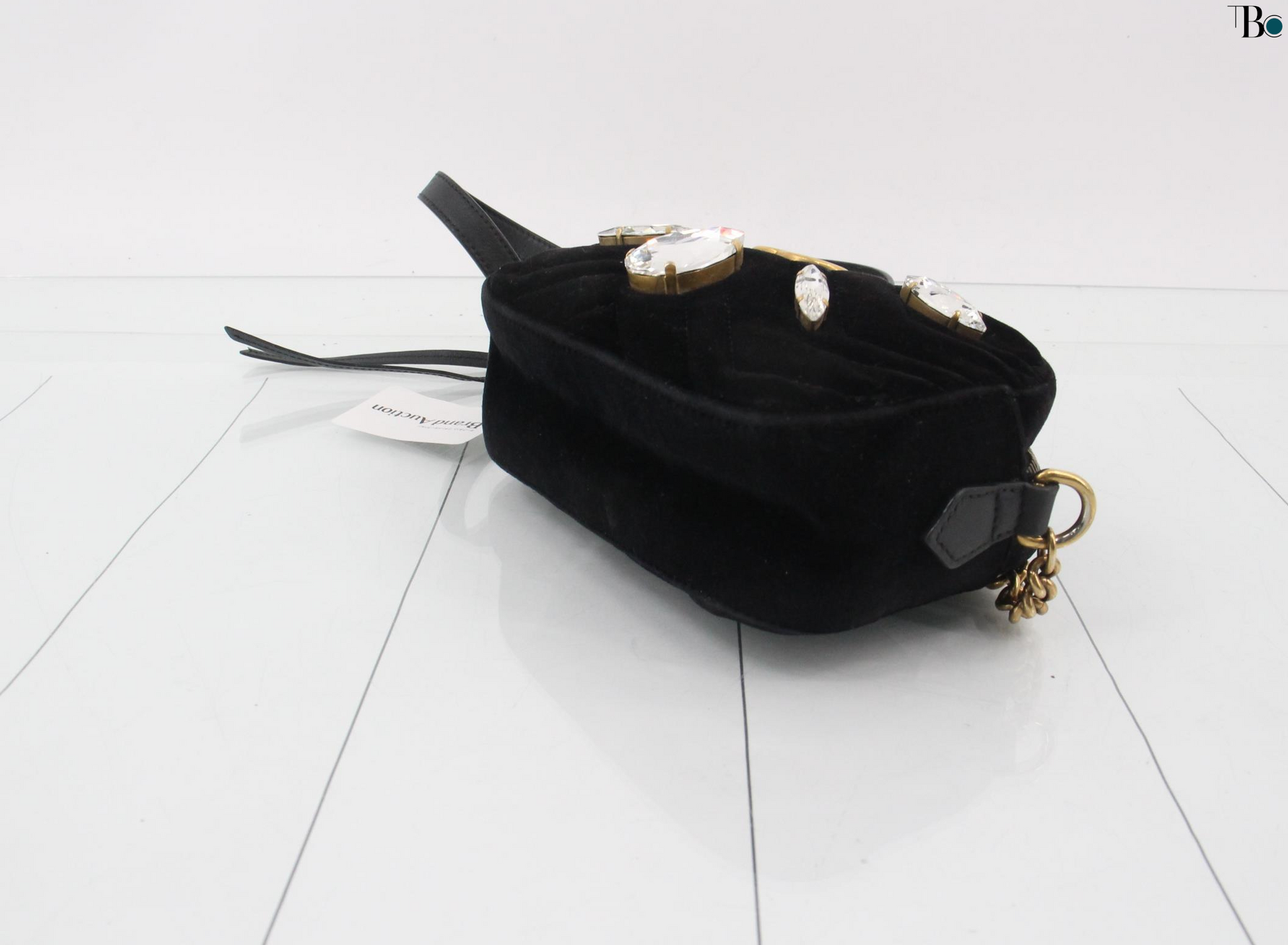 Gucci Gg Marmont Flap Bag Crystal Embellished Matelasse Velvet Black Velvet Shoulder Bag Bag