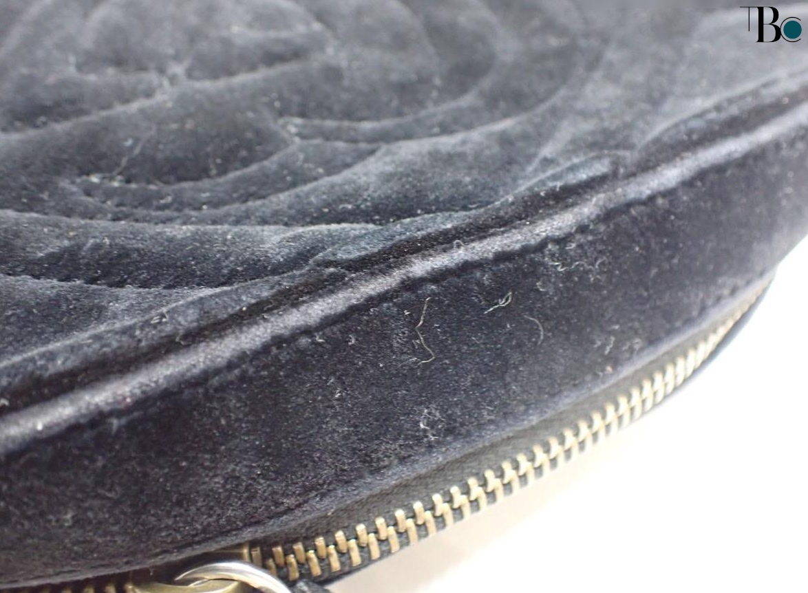 Gucci Gg Marmont Flap Bag Crystal Embellished Matelasse Velvet Black Velvet Shoulder Bag Bag