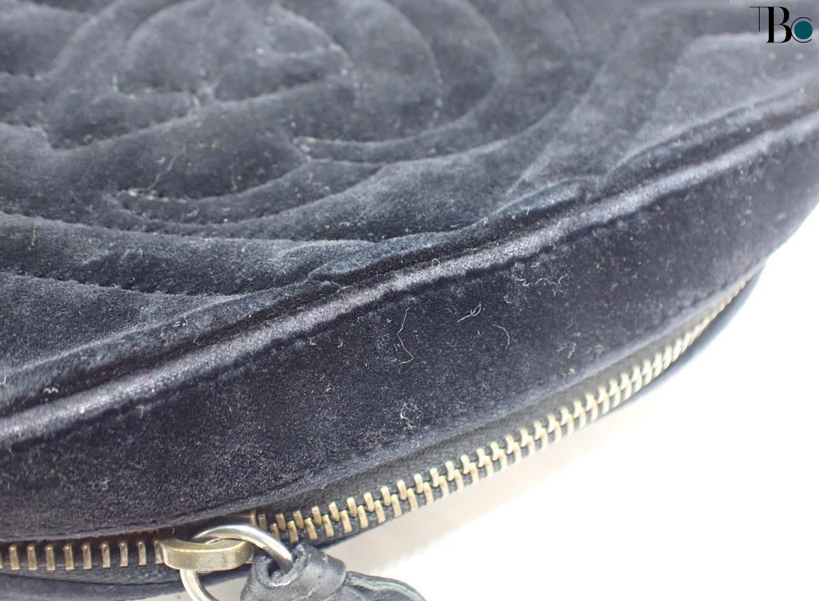 Gucci Gg Marmont Flap Bag Crystal Embellished Matelasse Velvet Black Velvet Shoulder Bag Bag