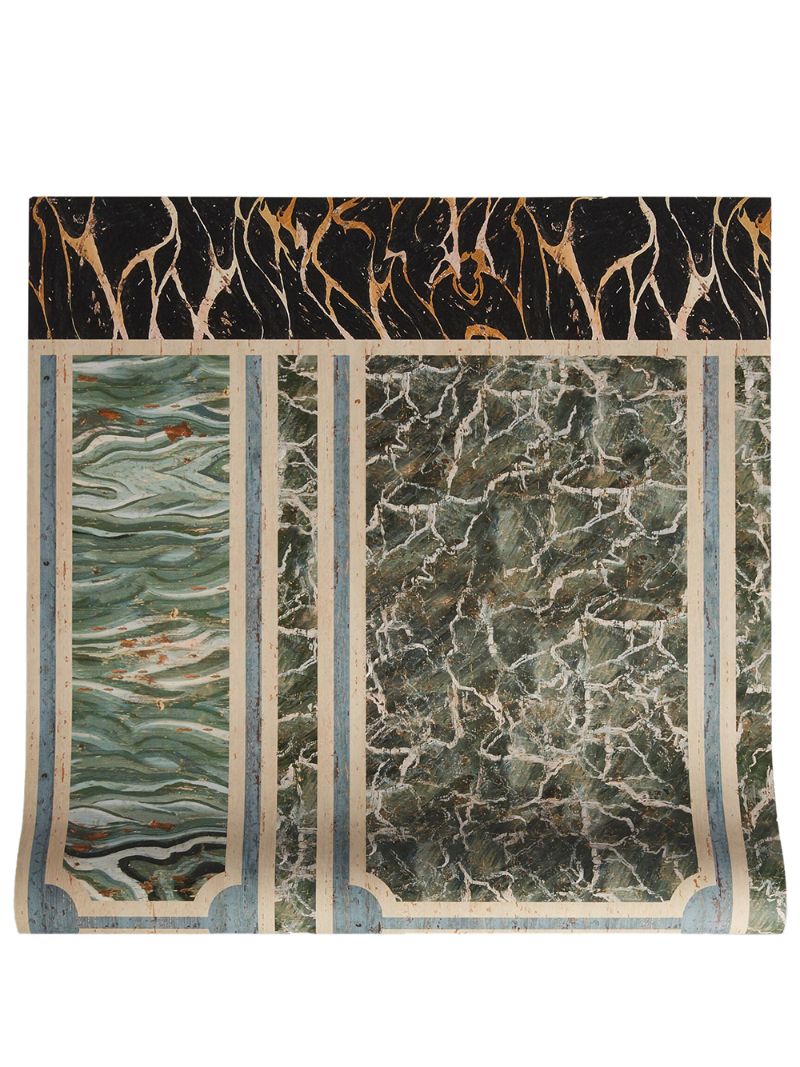 Gucci - marble-print logo wallpaper - men - Paper - One Size - Black