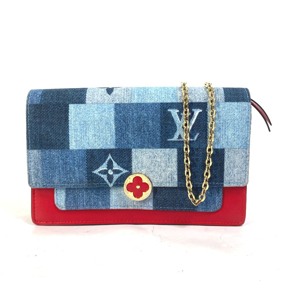 Louis Vuitton M69036 Long Purse Portefeuille Flor Monogram Denim Blue Chain Wallet Case