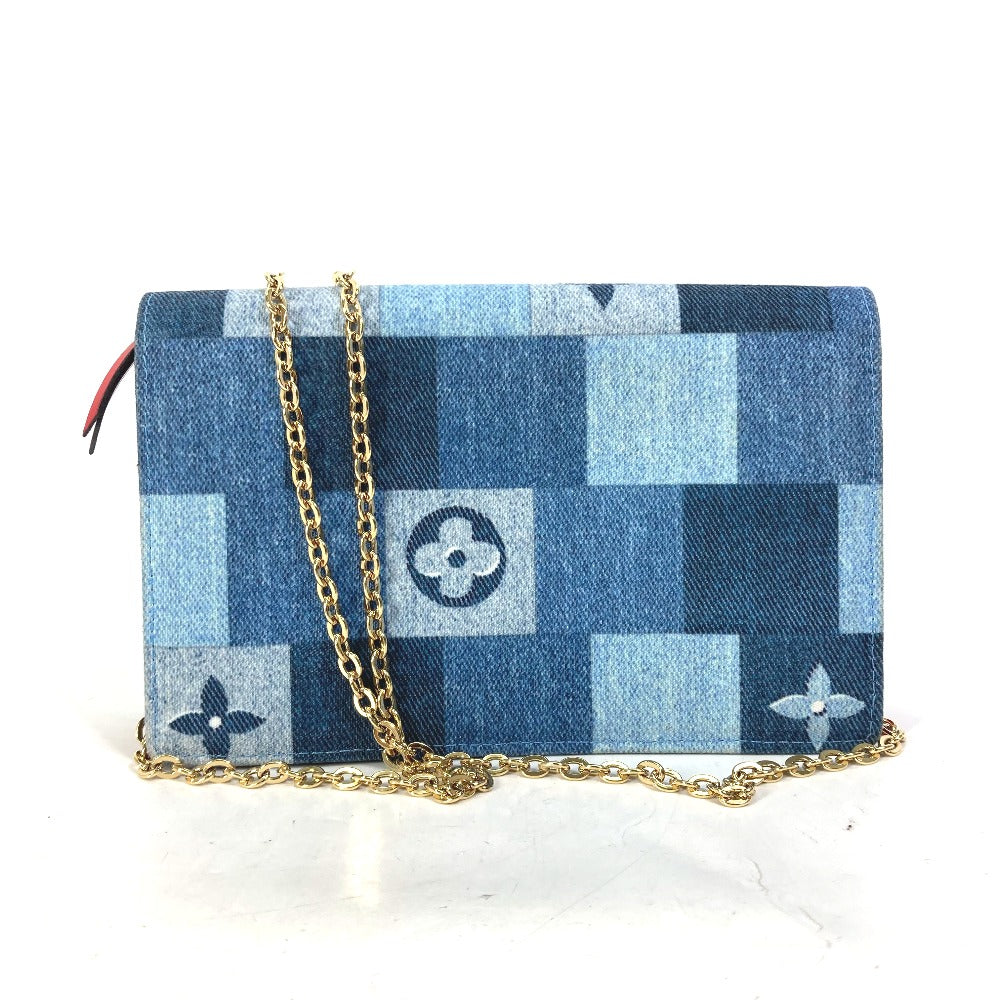 Louis Vuitton M69036 Long Purse Portefeuille Flor Monogram Denim Blue Chain Wallet Case