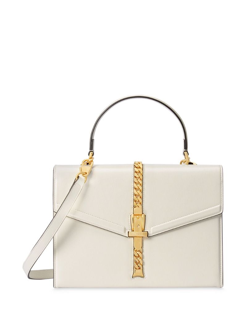 Gucci - small Sylvie 1969 top handle bag - women - Leather/Gold Plated Metal - One Size - White