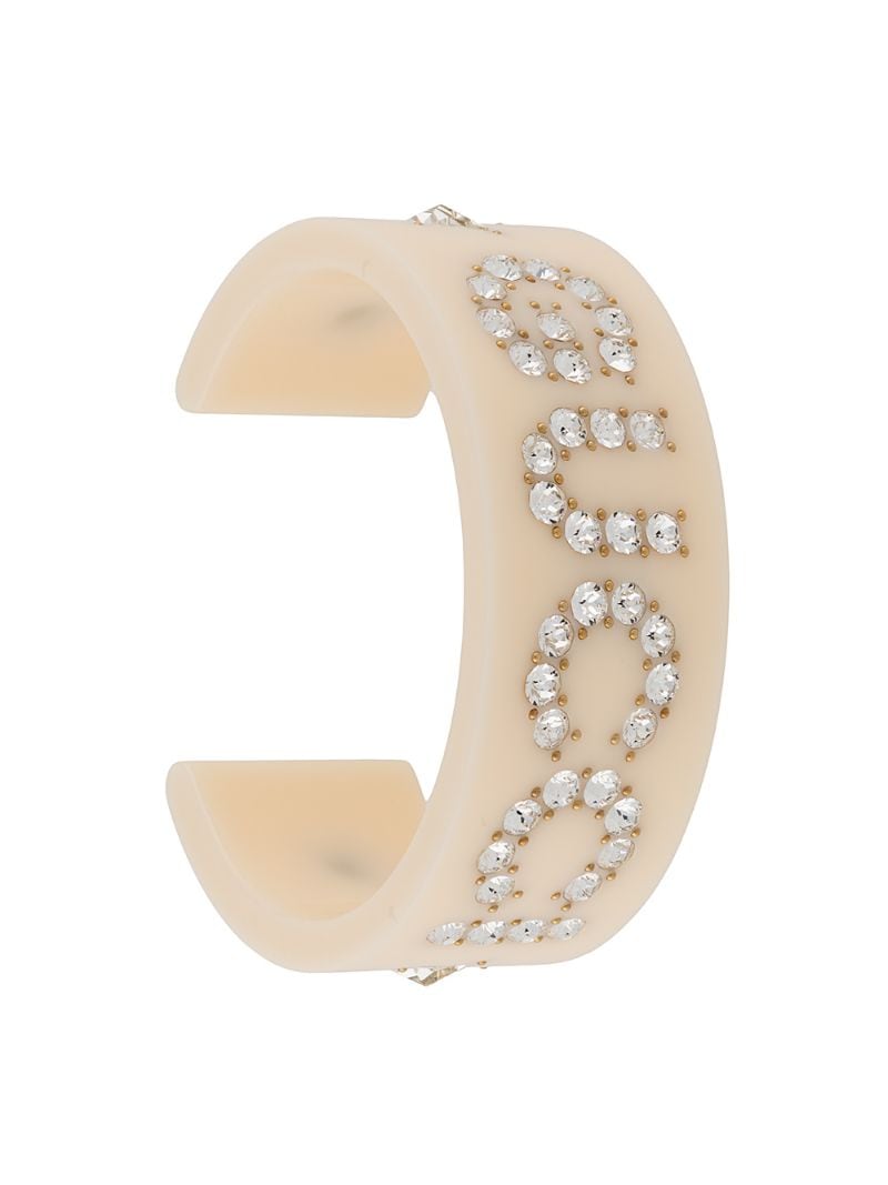Gucci - crystal detailed cuff bracelet - women - Resin/Brass/glass - S, L - Neutrals