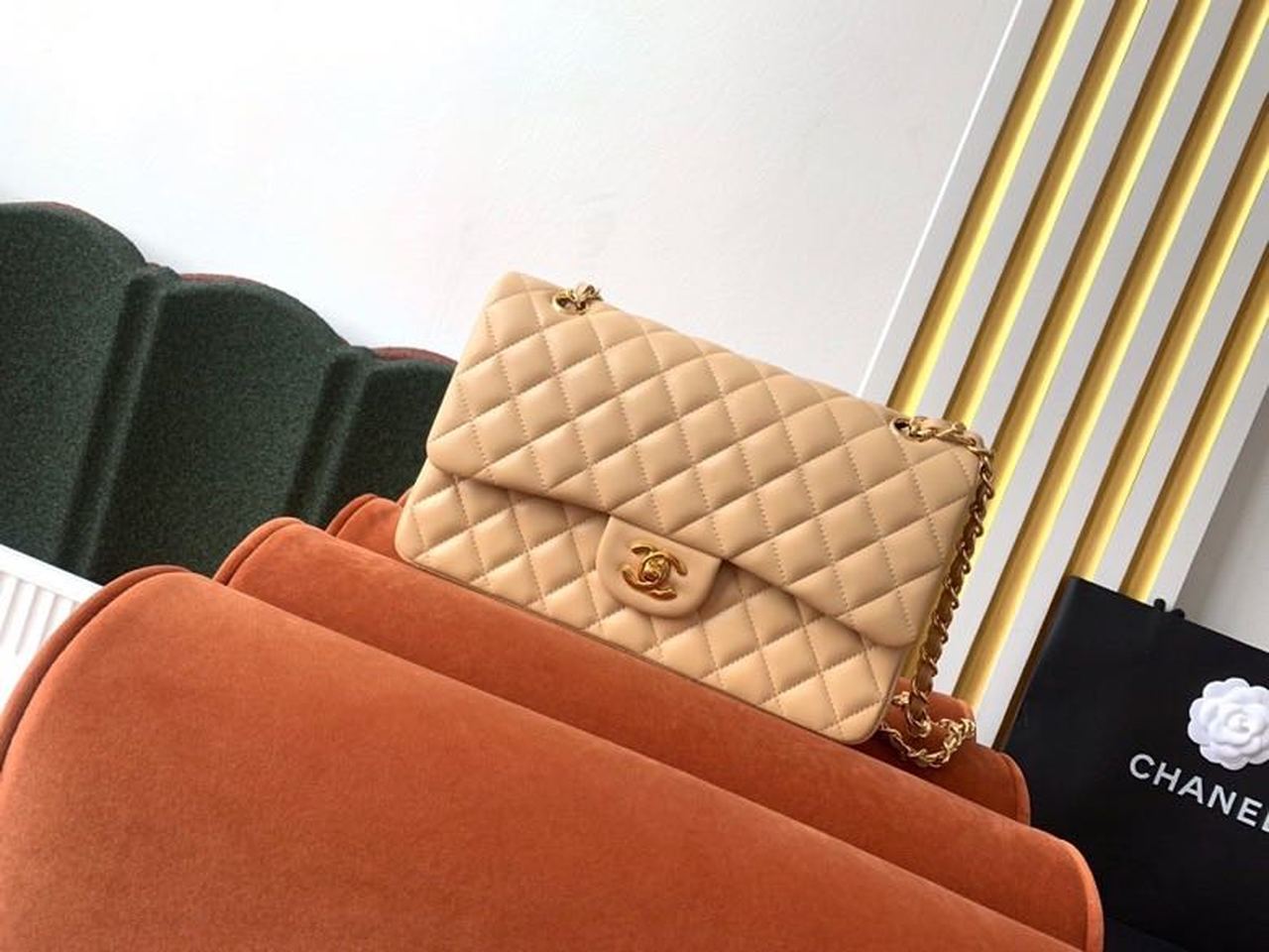 Chanel Classic Handbag For Women Beige Travel Bag