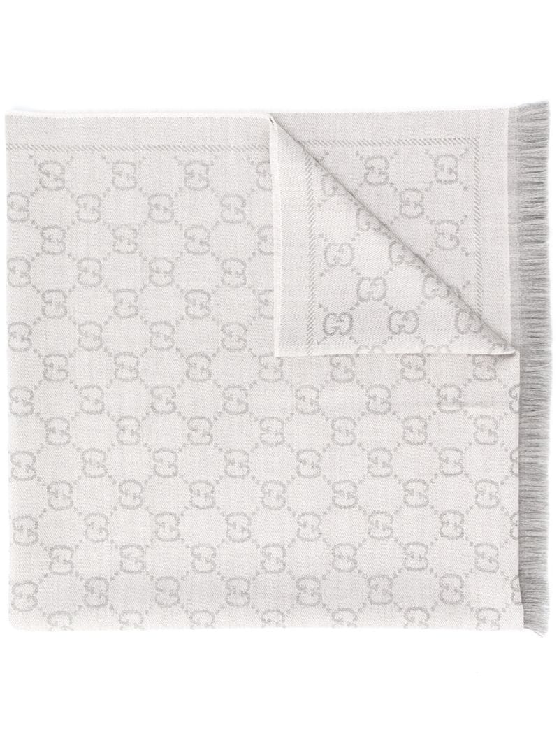 Gucci - Sten monogram scarf - women - Wool - One Size - Grey