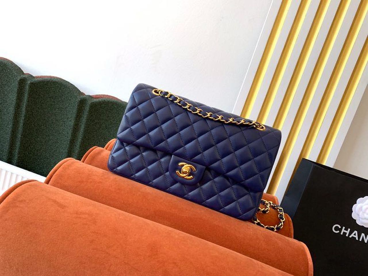 Chanel Classic Handbag Navy For Women Blue Travel Bag