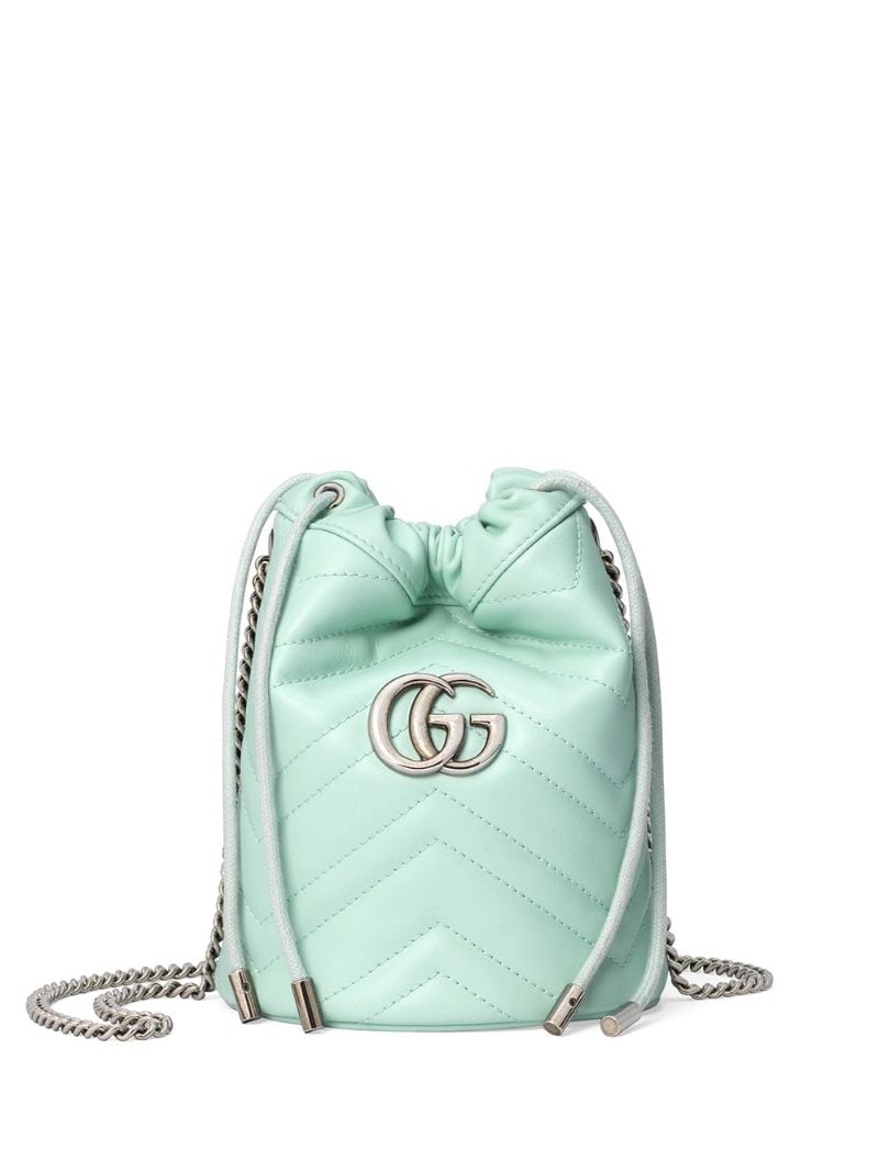 Gucci - mini GG Marmont bucket bag - women - Leather/Viscose/Microfibre/Palladium Plated Brass - One Size - Green