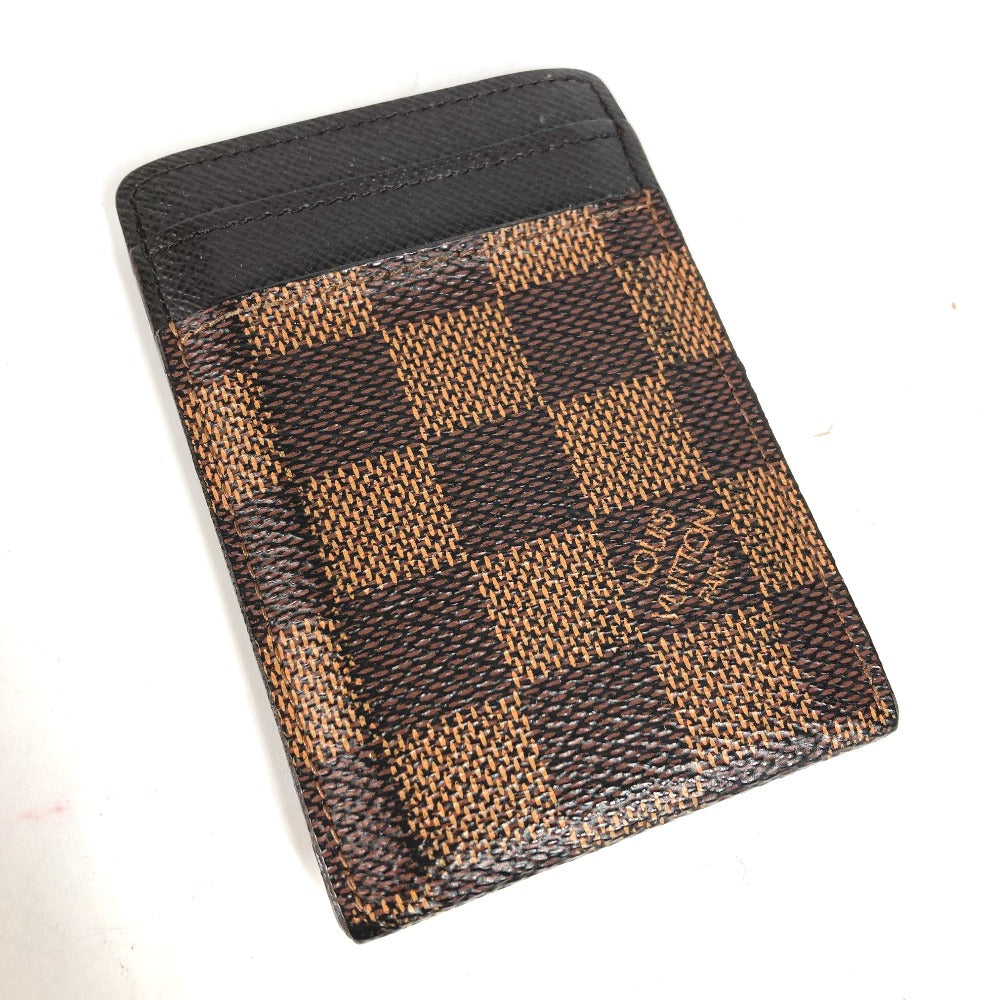 Louis Vuitton N61209 Damier Porte Cartes Canvas Brown Wallet Case