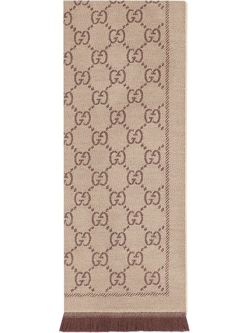 Gucci - GG jacquard knit scarf - women - Wool - One Size - Neutrals