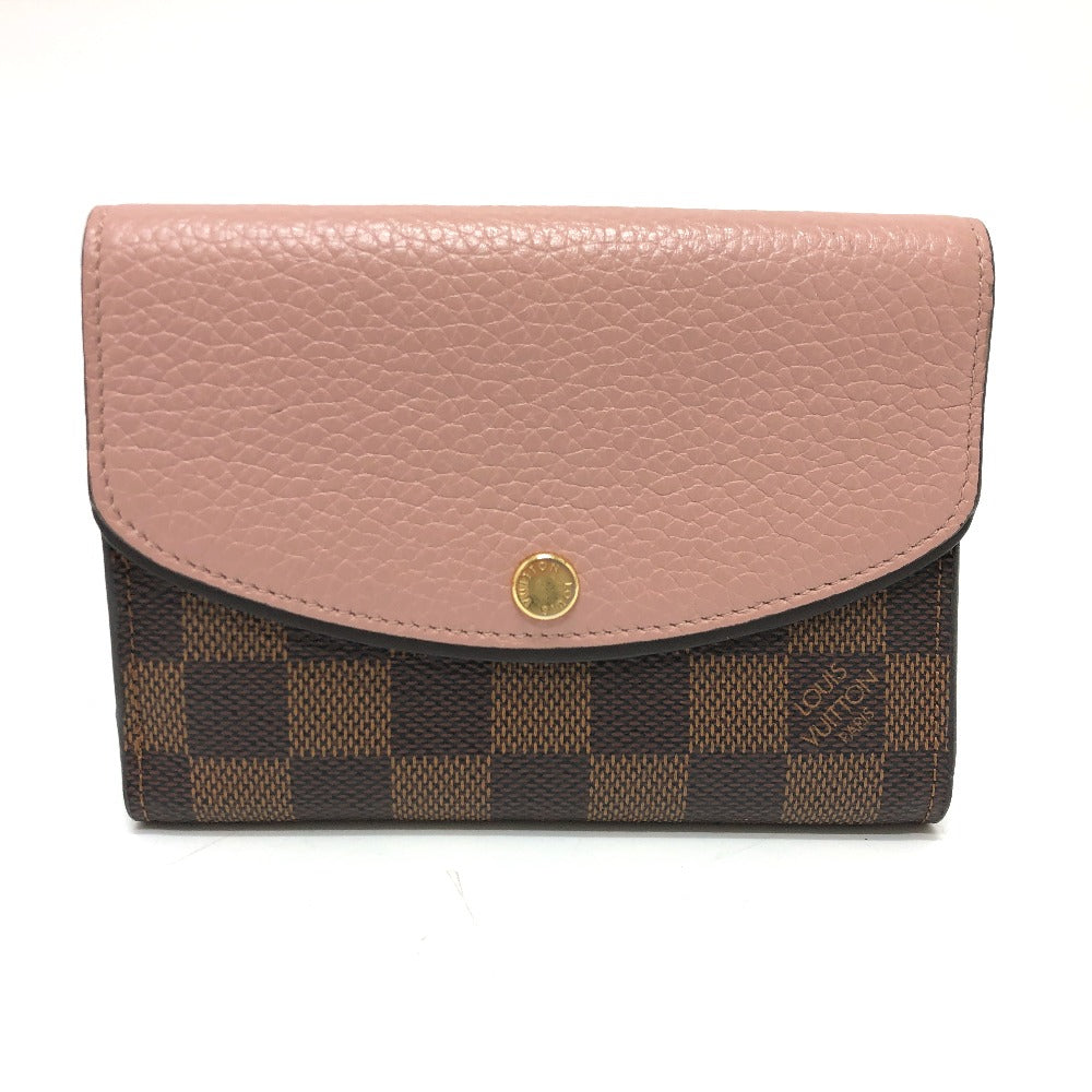 Louis Vuitton Folded N60043 Damier Portefeuille Normandy Canvas Brown Wallet Case