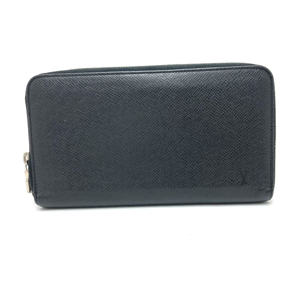 Louis Vuitton Long Purse M30056 Taiga Zippy Leather Black Wallet Case