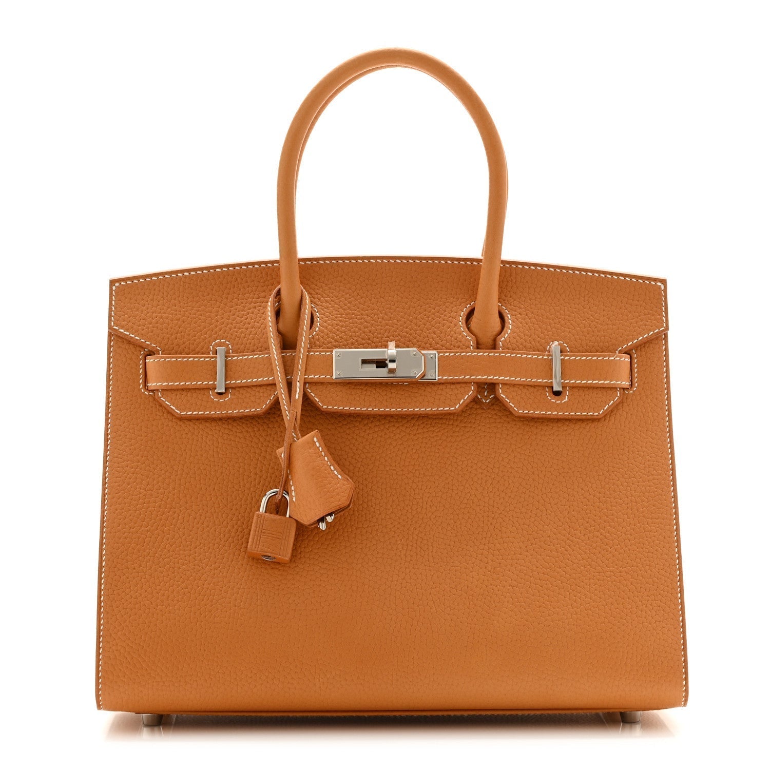 Hermes Vache Naturelle Grainee Birkin Sellier Natural Sable Handbag Travel Bag
