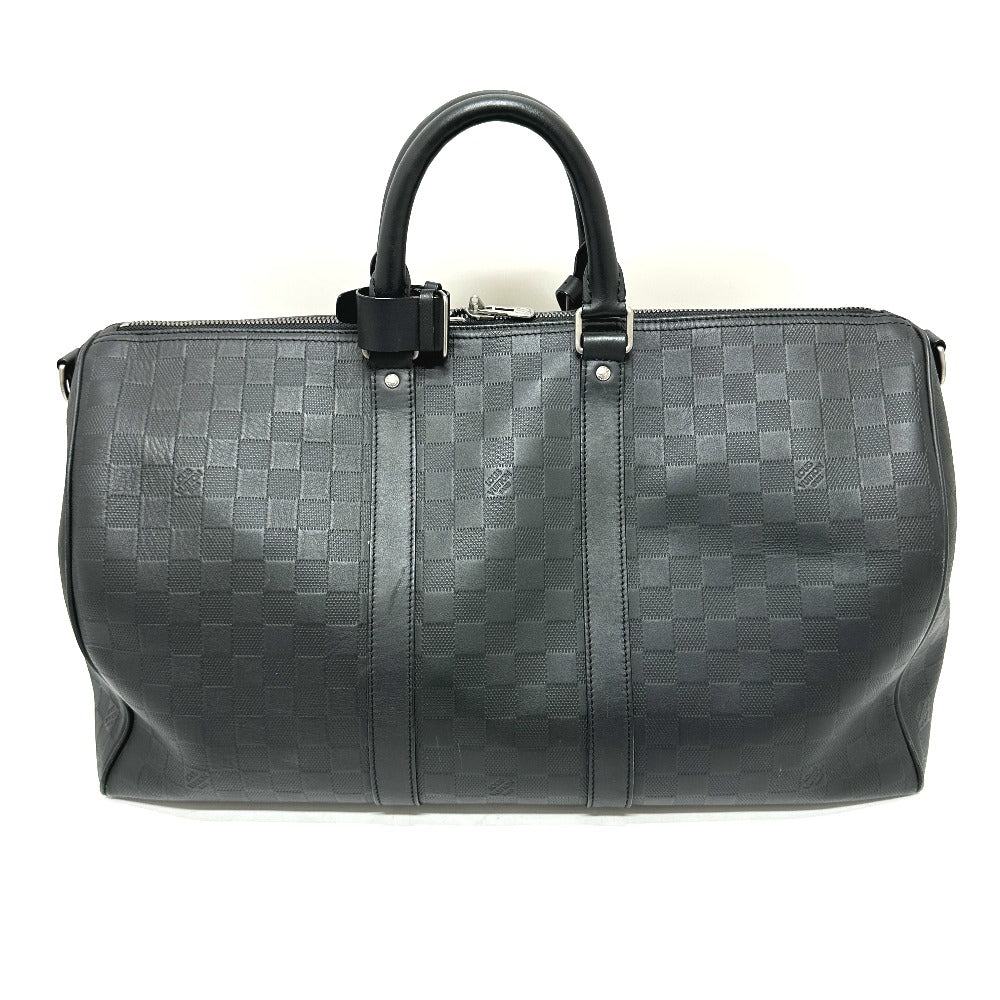 Louis Vuitton Boston Duffel N41145 Damier Anfini Leather Black Travel Bag
