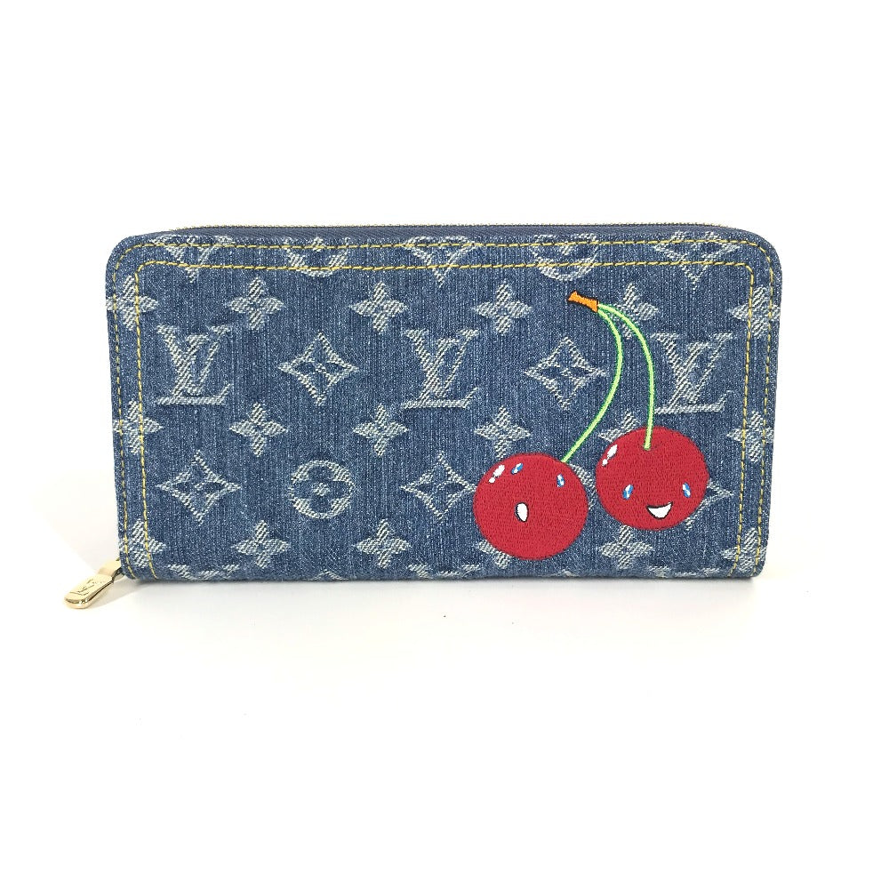 Louis Vuitton Long Purse M23161 Cherry Takashi Monogram Denim Blue Wallet Case