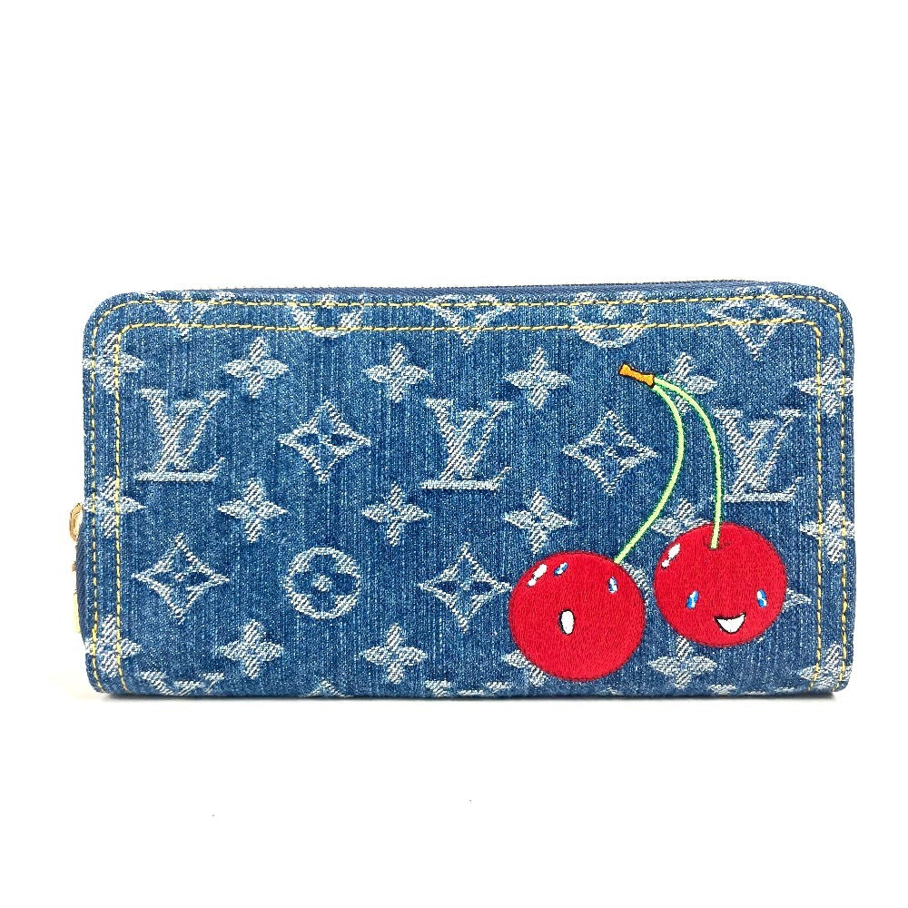 Louis Vuitton Long Purse M23161 Cherry Takashi Monogram Denim Blue Wallet Case 40