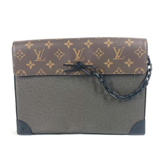 Louis Vuitton M30583 Taiga Pochette steamer Monogram Leather Canvas Khaki Clutch Bag