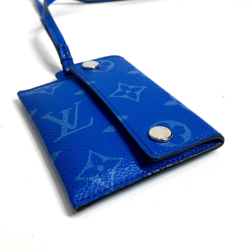 Louis Vuitton Coin M83154 Taiga Taigalama Porto Monogram Leather Canvas Blue Handbag