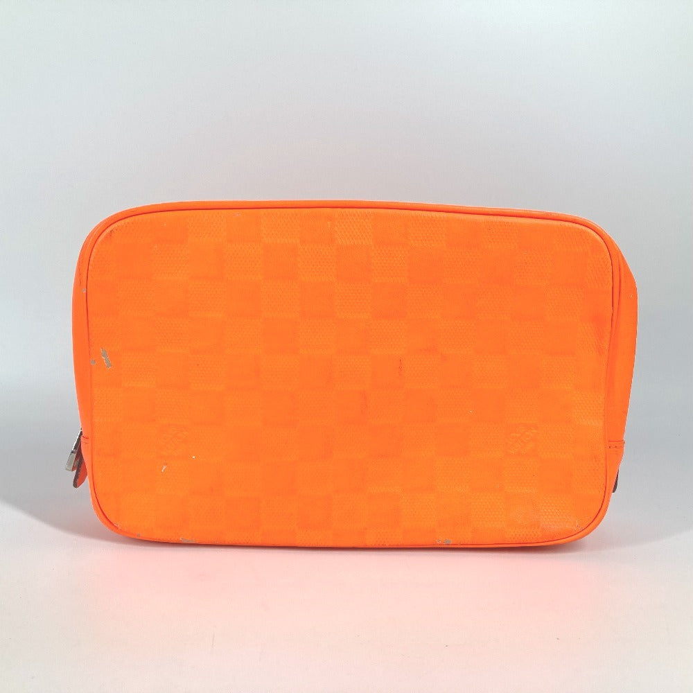 Louis Vuitton Pouch N23348 Damier Anfini Damier Leather Orange Handbag