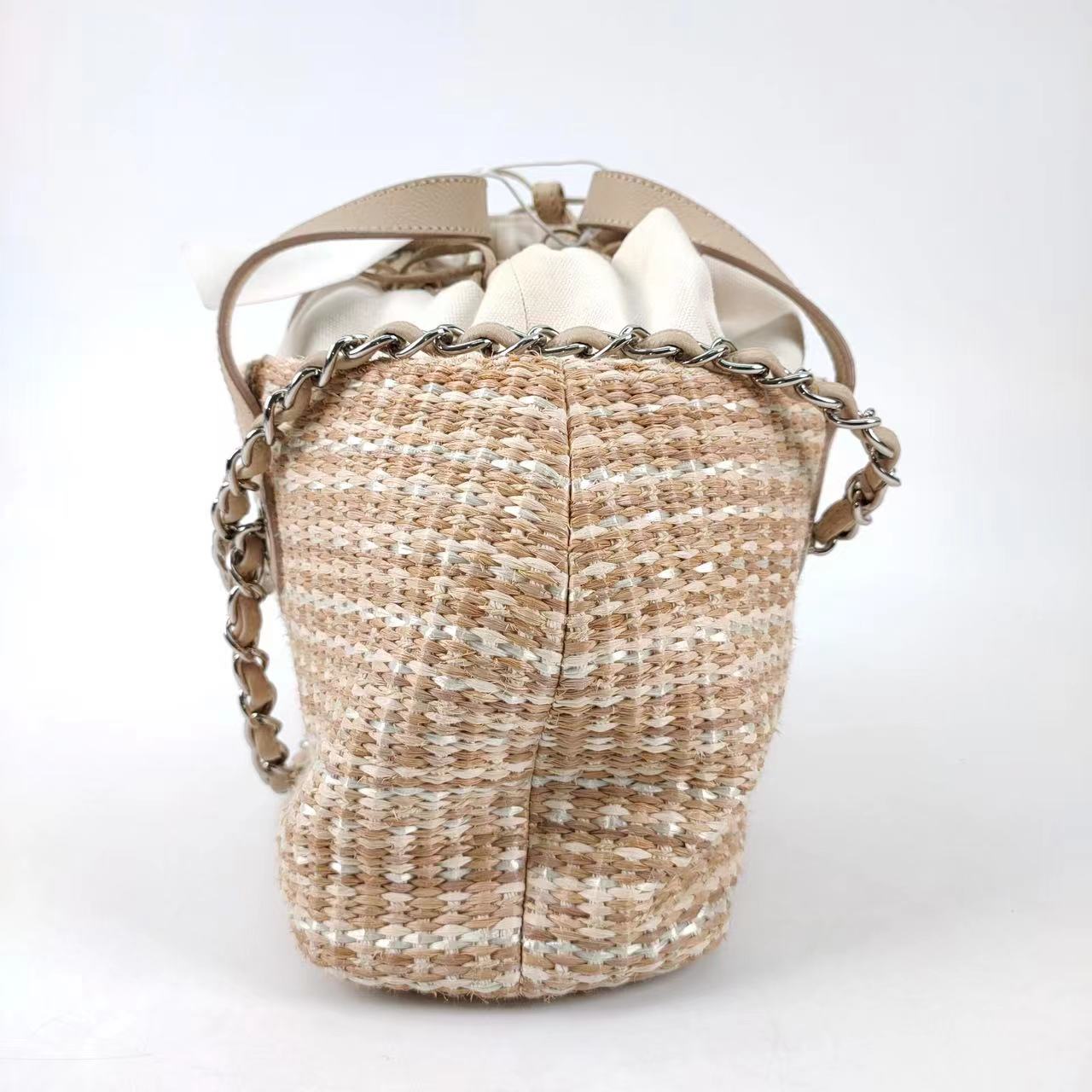 Chanel Deauville Raffia Tweed Beige Shoulder Bag