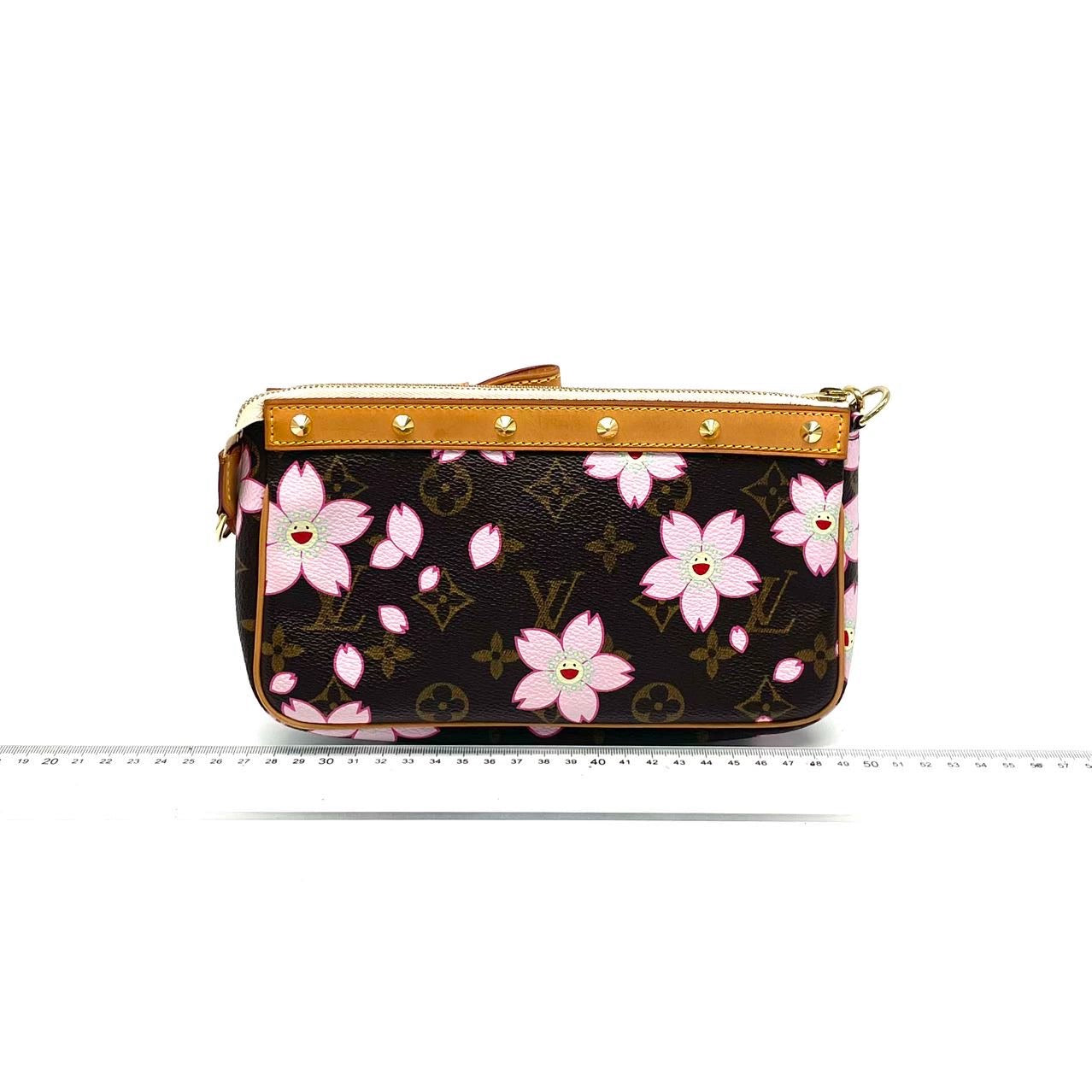 Louis Vuitton x Takashi Murakami Cherry Blossom Monogram Brown Pochette Clutch Bag