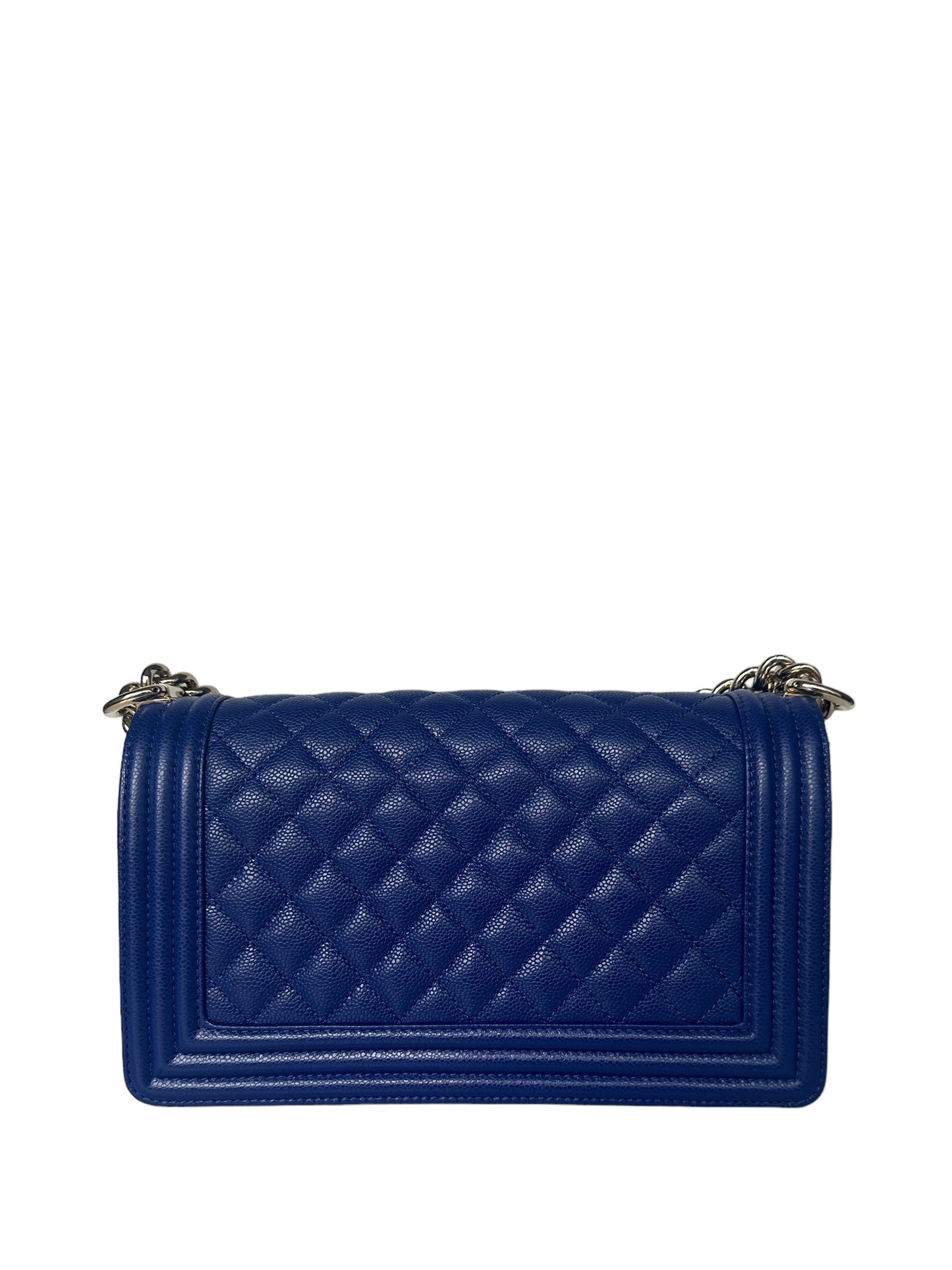 2CHANEL New Cobalt Blue Caviar Leather Quilted Medium Boy Bag