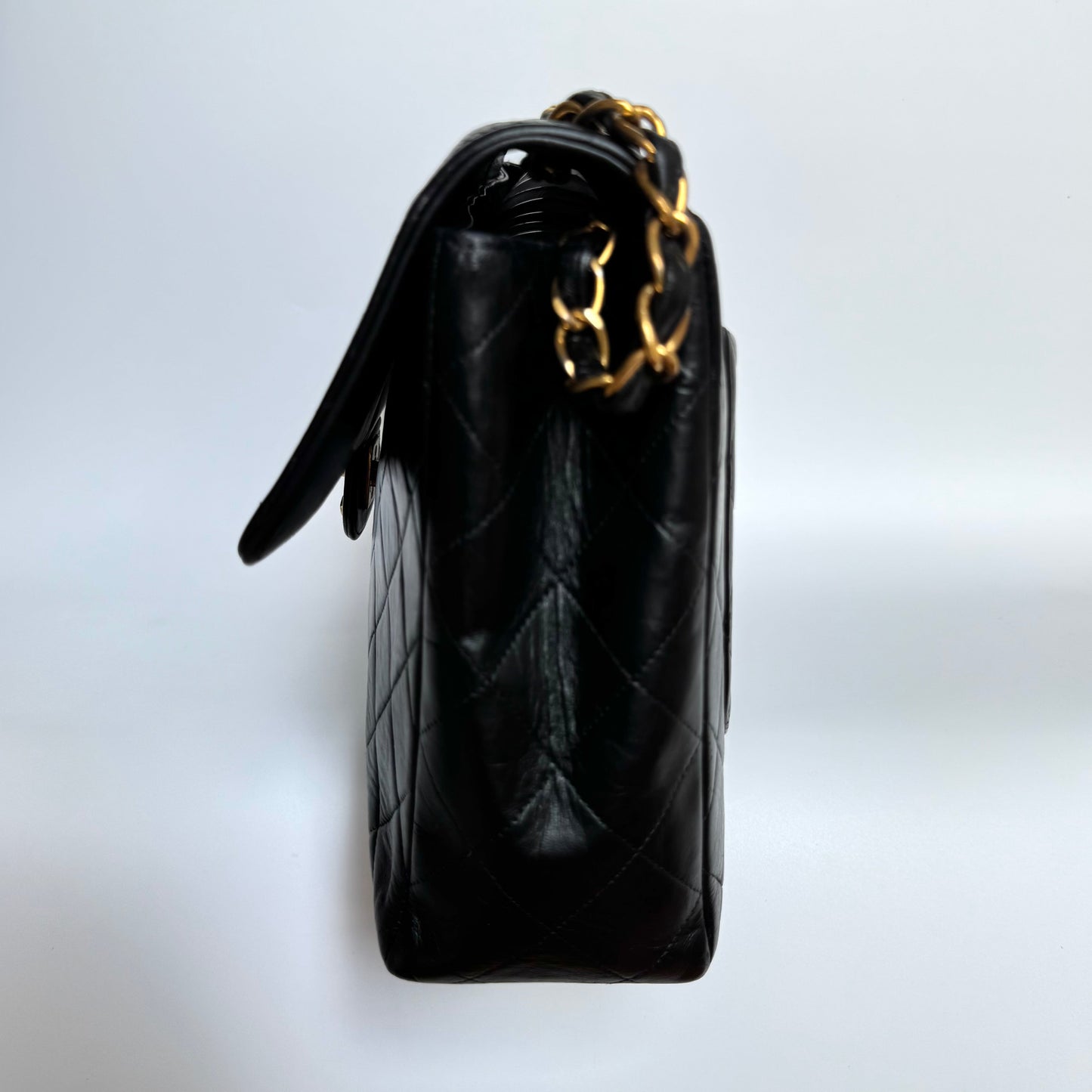 Chanel Classic Maxi Flap Lambskin Giant CC Black Gold Leather Handbag Hardware 1