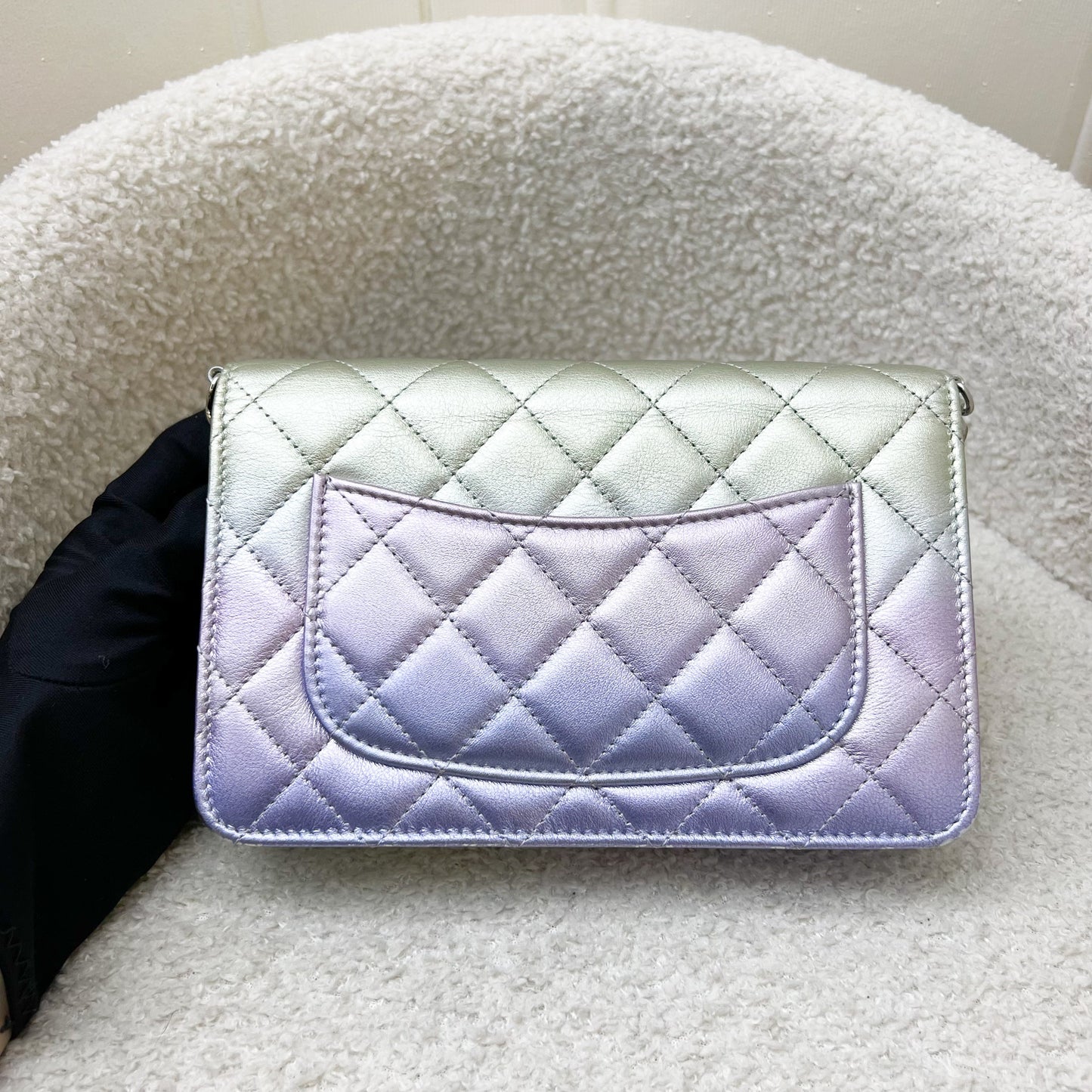 Chanel Classic Wallet On Chain Woc In 21K Iridescent Rainbow Calfskin And Shw Bag
