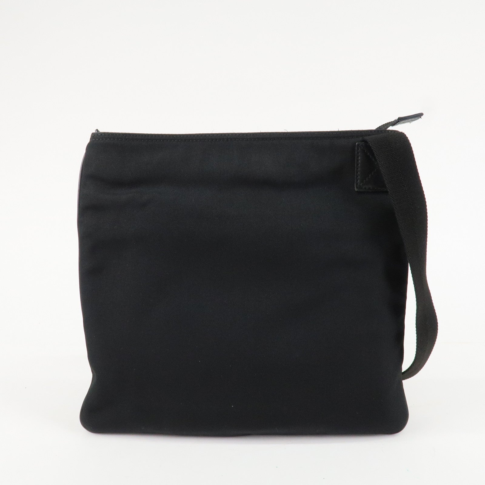 GUCCI Leather Nylon Shoulder Bag Black 141626