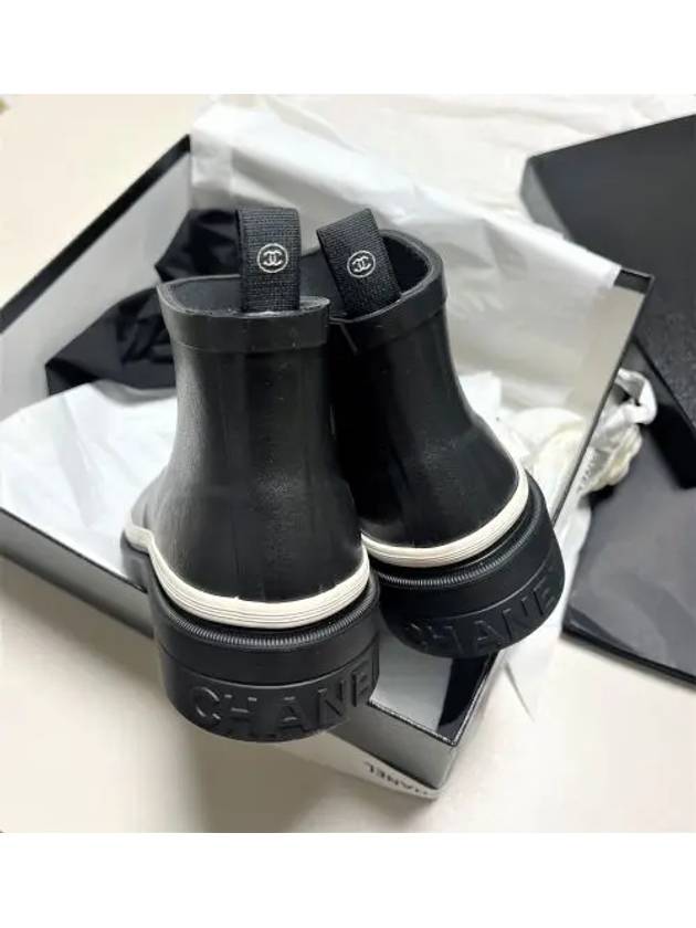 CC Logo Rubber Ankle Rain Boots Black Chanel