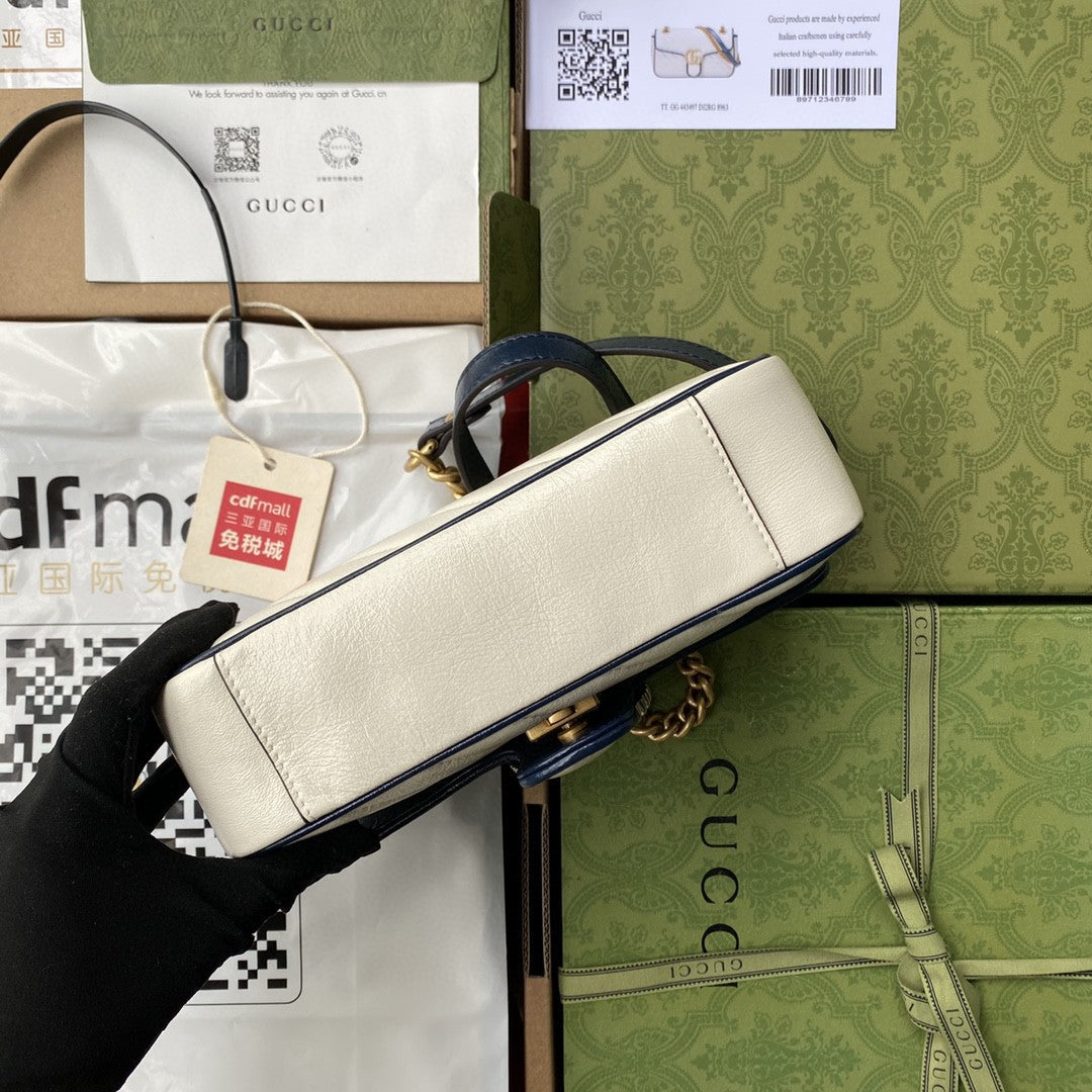 gg Marmont MatelassÃ© 9in 22cm White Mini Bag