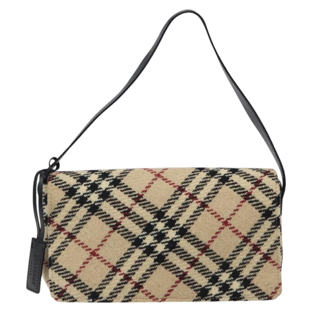 Burberry Nova Check Wool Shoulder Bag Beige