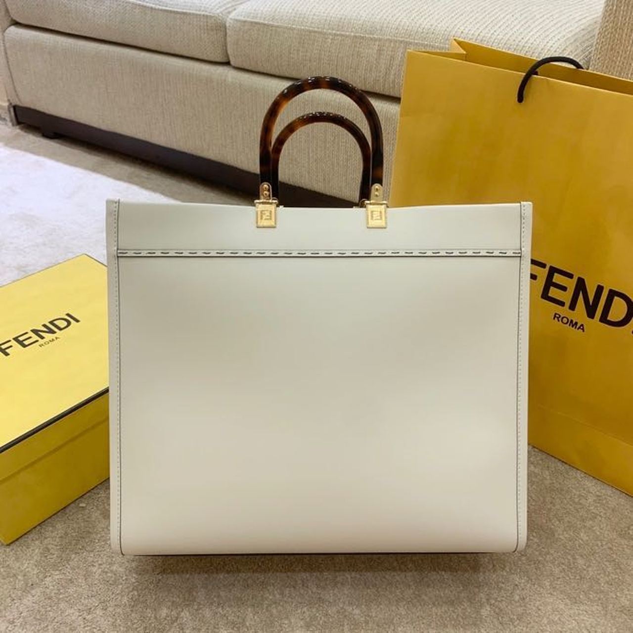 Fendi Top QualityTop Quality Sunshine , Cream Large FF Crossbody Bag