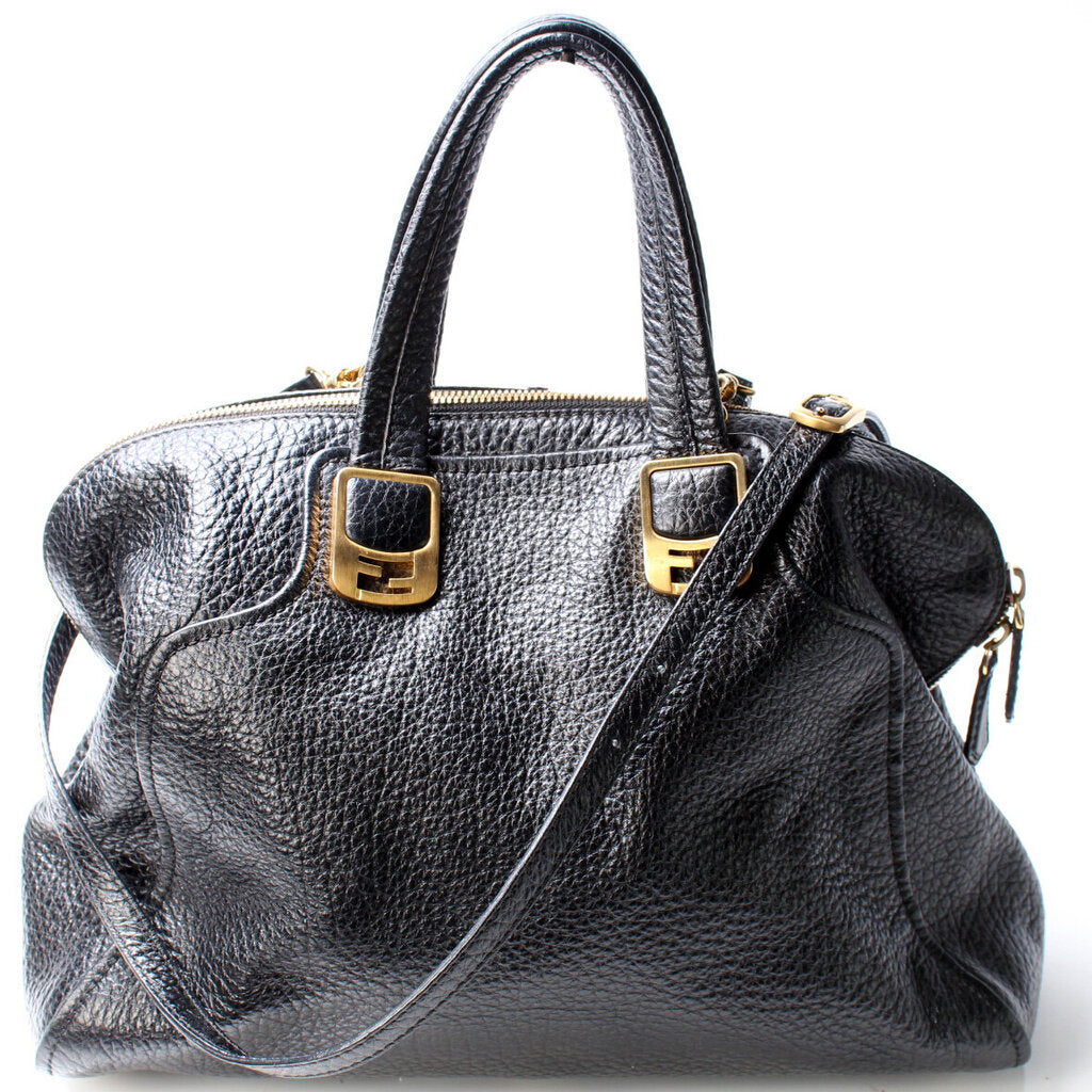 Fendi Two Way Bag Leather Black Travel Bag