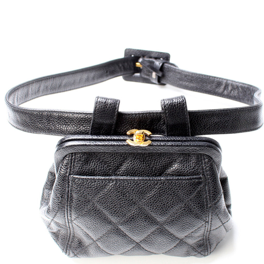 Chanel Kisslock Bum Caviar Handbag