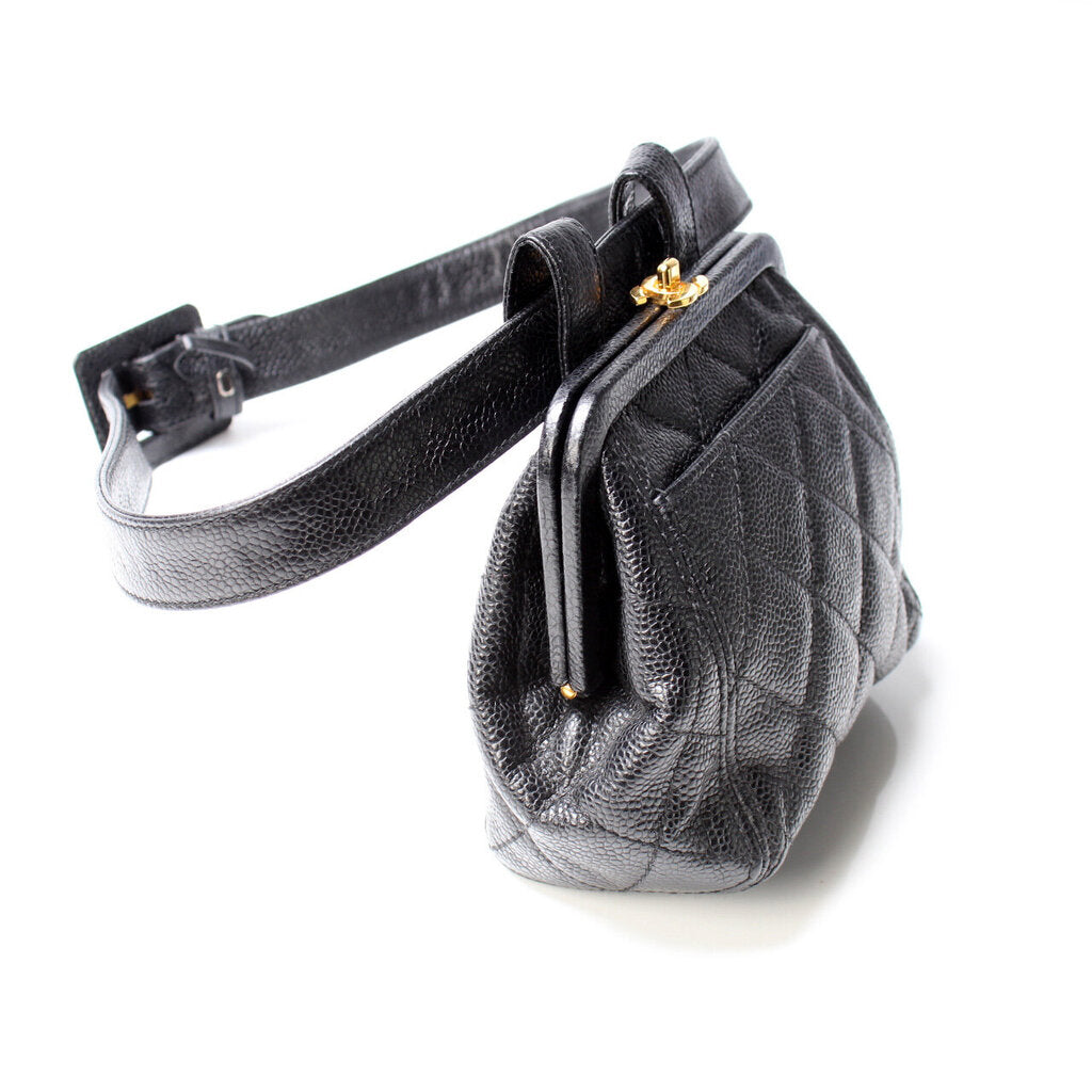 Chanel Kisslock Bum Caviar Handbag