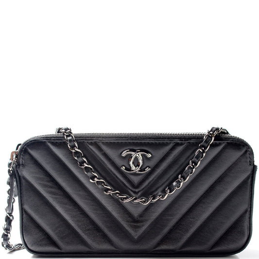 Chanel WOC CC Double Zip Clutch Bag