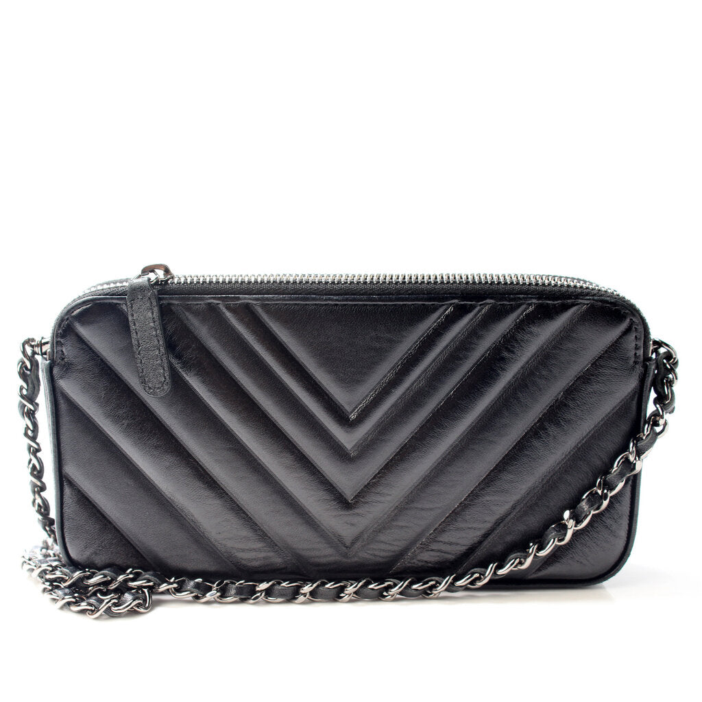 Chanel WOC CC Double Zip Clutch Bag