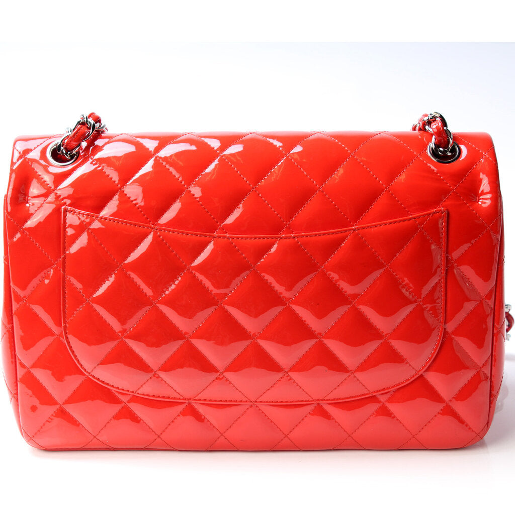 Chanel Classic Double Flap Jumbo Patent 18 Leather Handbag