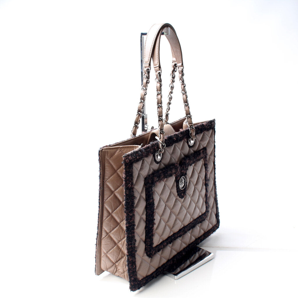 Chanel Tweed Trim Shopping 20 Mil Tote Bag