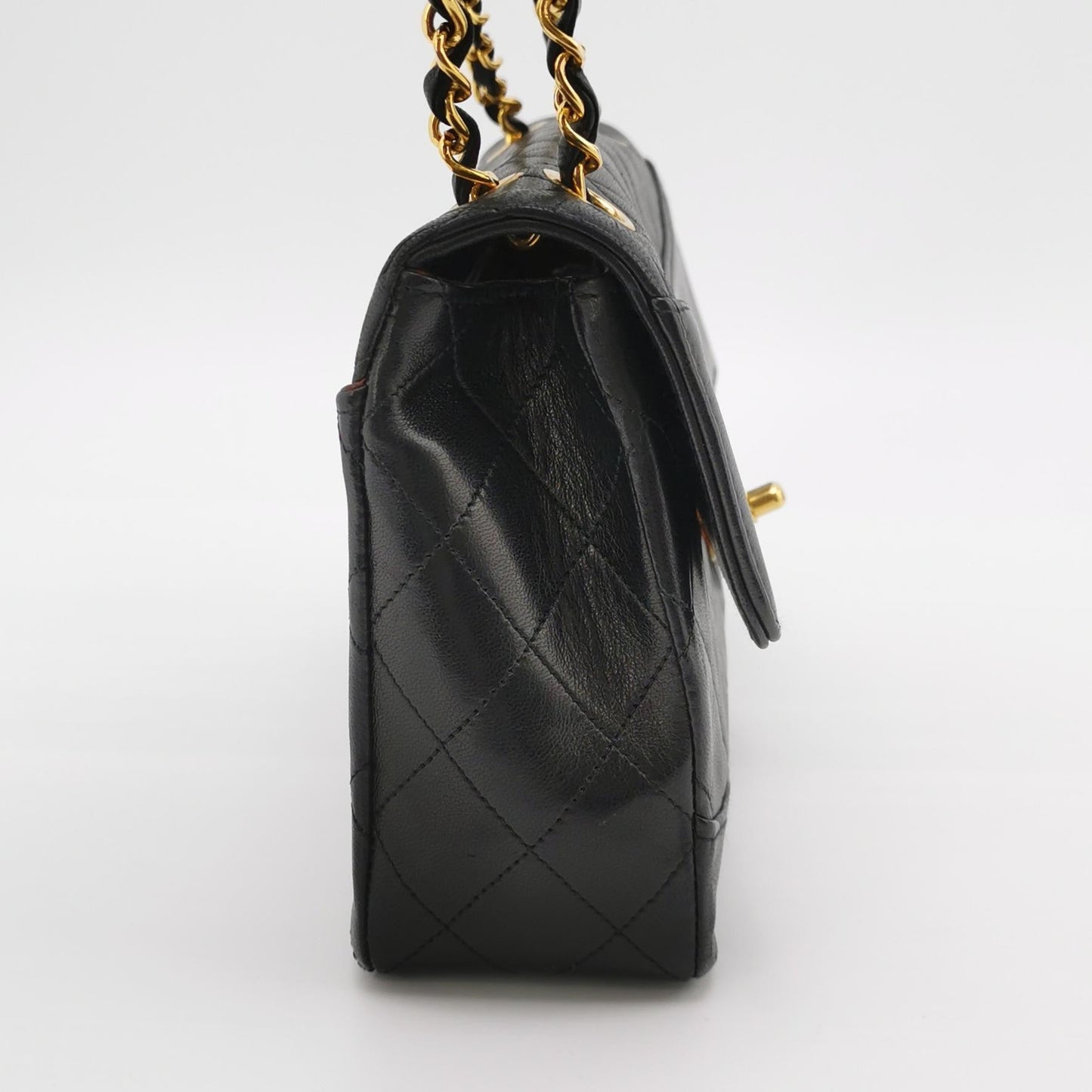 Chanel Classic Flap Lambskin 24k Hardware Black Gold Leather Handbag 8