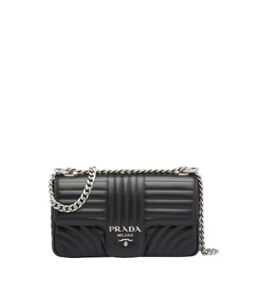 Prada Diagramme Bag Leather Black Medium Travel Bag