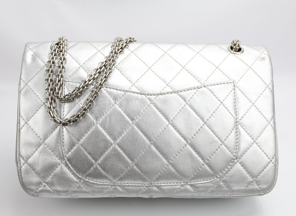 Chanel 2.55 227 Jumbo Classic flap 10-15M Silver Handbag