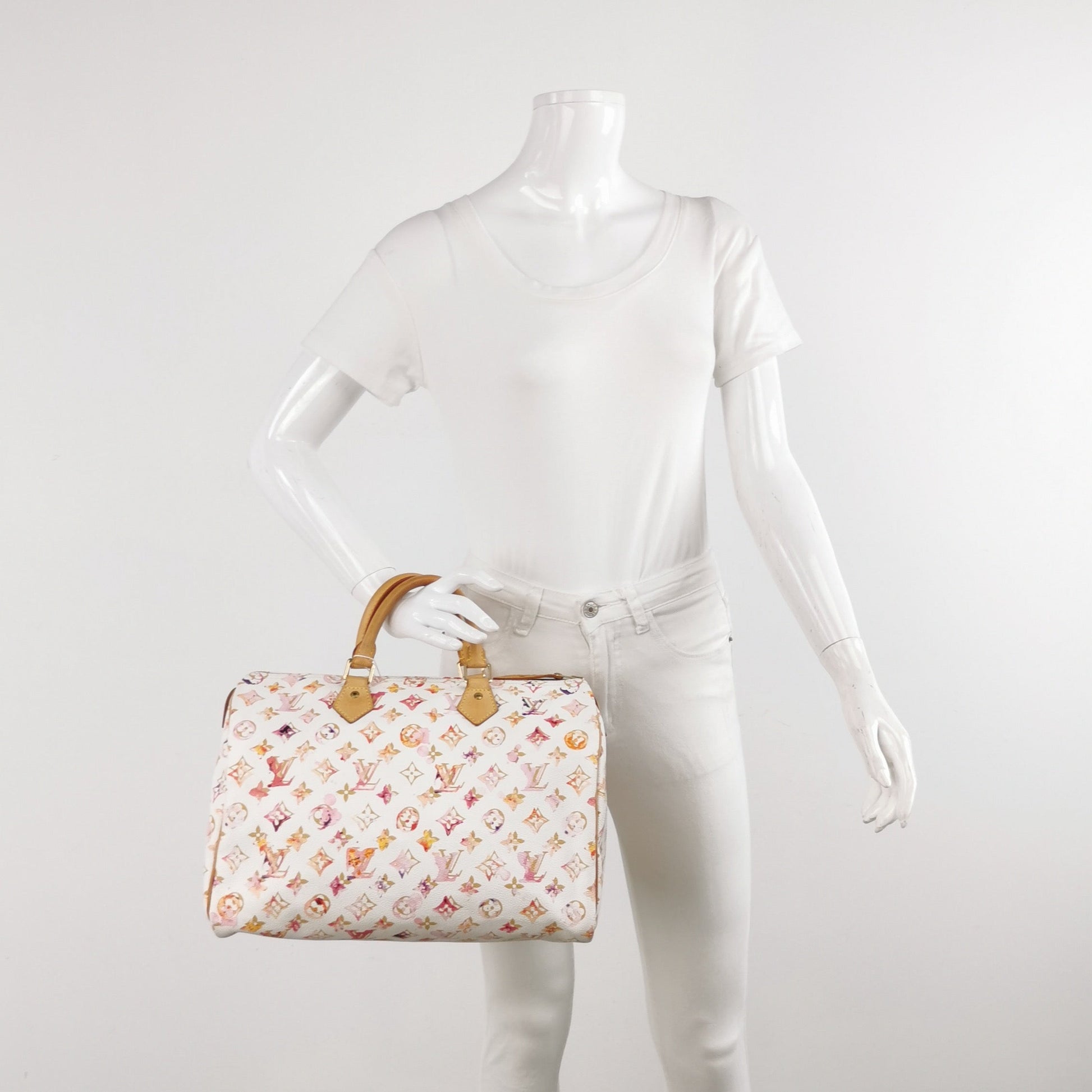 Louis Vuitton Speedy 35 Watercolor Richard Prince Monogram Pink Handbag