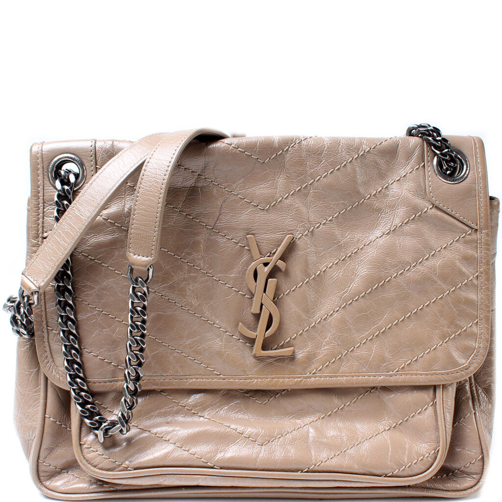 YSL Saint Laurent Niki Crinkle Bag Leather Medium Travel Bag Medium Crinkle Leather