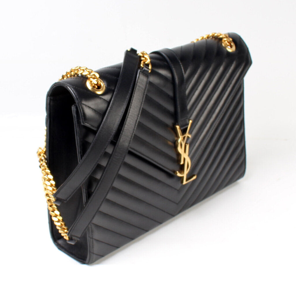 YSL Saint Laurent Saint Laurent Nappa Chevron Envelope Shoulder Bag Leather Large