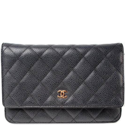 Chanel WOC Classic Quilted Caviar Clutch Bag