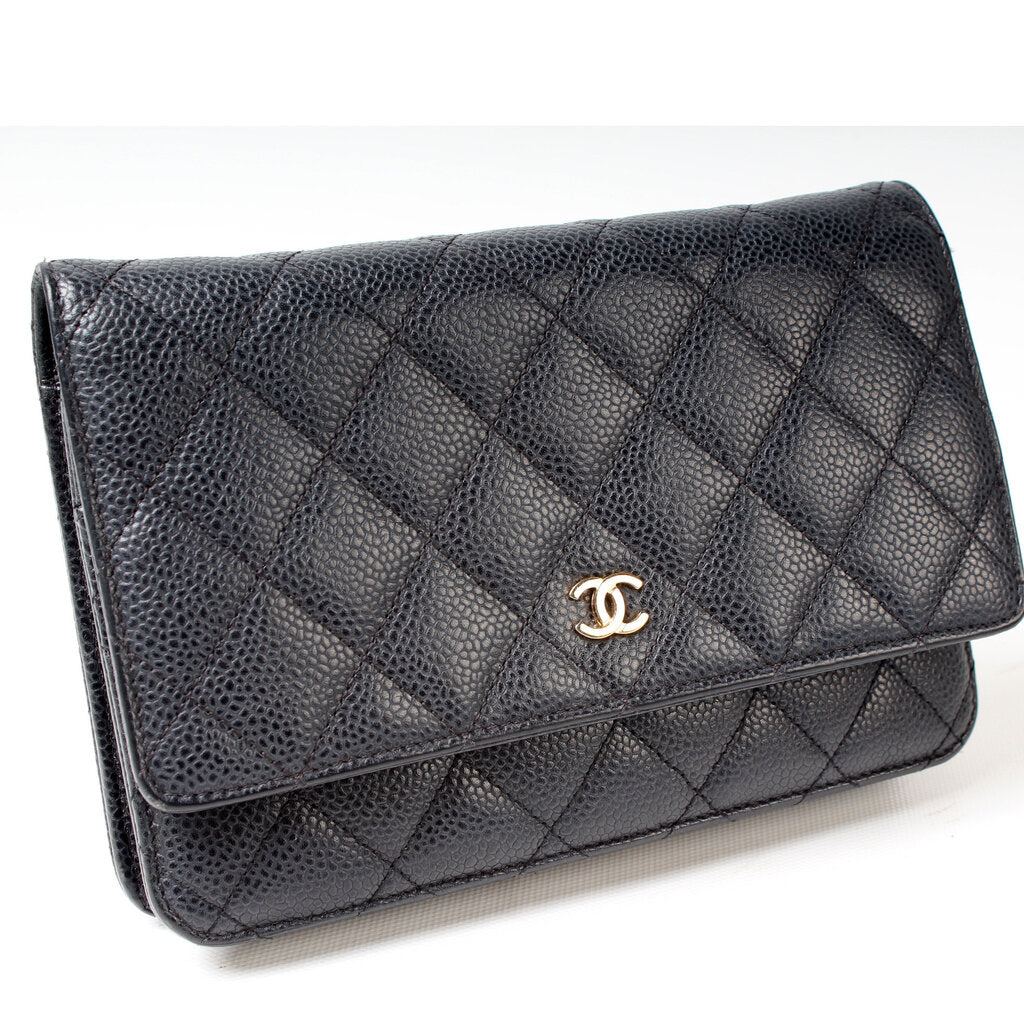 Chanel WOC Classic Quilted Caviar Clutch Bag